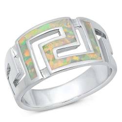 Sterling Silber Weiß Opal Aztec Ring LTDONRO150871-WO100 von Joyara