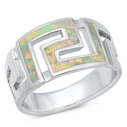 Sterling Silber Weiß Opal Aztec Ring LTDONRO150871-WO110 von Joyara