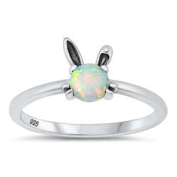Sterling Silber Weiß Opal Bunny Rabbit Ring LTDONRS131478-WO90 von Joyara