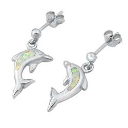 Sterling Silber Weiß Opal Delphin Ohrringe..(KEOEL451008-WO) von Joyara