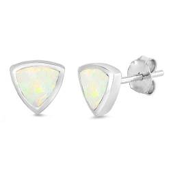 Sterling Silber Weiß Opal Dreieck Ohrringe.(KEOEL450455-WO) von Joyara