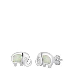 Sterling Silber Weiß Opal Elefant Ohrringe. (KEOEL451095-WO) von Joyara