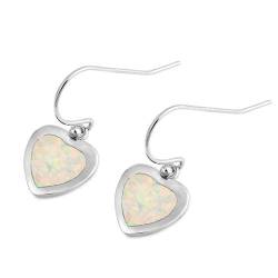 Sterling Silber Weiß Opal Herz Ohrringe.(KEOEL450444-WO) von Joyara