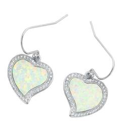 Sterling Silber Weiß Opal Herz Ohrringe..(KEOEL450537-WO) von Joyara