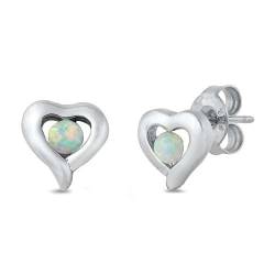 Sterling Silber Weiß Opal Herz Ohrringe.(KEOEL450566-WO) von Joyara
