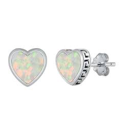Sterling Silber Weiß Opal Herz Ohrringe..(KEOEL451046-WO) von Joyara