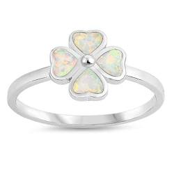 Sterling Silber Weiß Opal Kleeblatt Ring LTDONRO150660-WO90 von Joyara