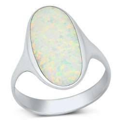 Sterling Silber Weiß Opal Länglicher ovaler Ring LTDONRO150815-WO80 von Joyara