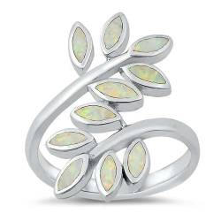 Sterling Silber Weiß Opal Leaves Ring LTDONRO150819-WO100 von Joyara
