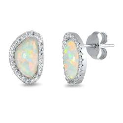 Sterling Silber Weiß Opal Ohrringe.(KEOEL450545-WO) von Joyara