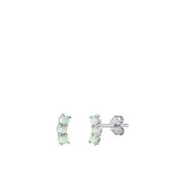 Sterling Silber Weiß Opal Ohrringe. (KEOEL451186-WO) von Joyara
