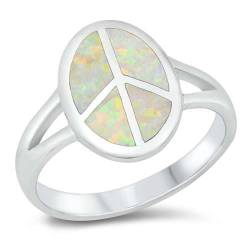 Sterling Silber Weiß Opal Peace Sign Ring LTDONRO150868-WO70 von Joyara