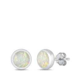 Sterling Silber Weiß Opal Runde Ohrringe.. (KEOEL451113-80) von Joyara