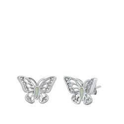Sterling Silber Weiß Opal Schmetterling Ohrringe.. (KEOEL451130-WO) von Joyara