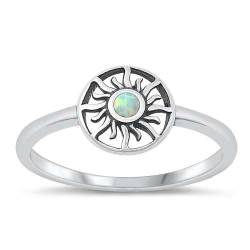 Sterling Silber Weiß Opal Sonne Ring LTDONRO151043-WO100 von Joyara