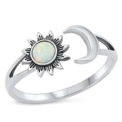 Sterling Silber Weiß Opal Sonne & Mond Ring LTDONRO151009-WO100 von Joyara