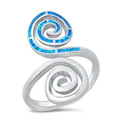Sterling Silber Weiß Opal Spirals Ring LTDONRO150822-BO60 von Joyara