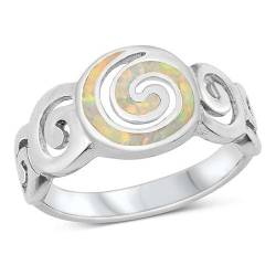 Sterling Silber Weiß Opal Spirals Ring LTDONRO150853-WO70 von Joyara