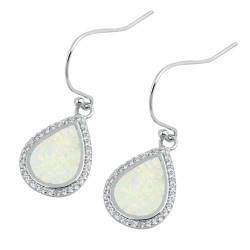 Sterling Silber Weiß Opal Tropfen Ohrringe (KEOEL450538-WO) von Joyara