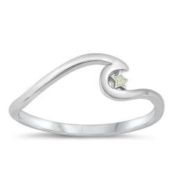 Sterling Silber Weiß Opal Welle & Stern Ring LTDONRO150982-WO90 von Joyara