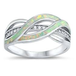 Sterling Silber Weiß Opal & Zirkonia Ring LTDONRO150648-WO100 von Joyara