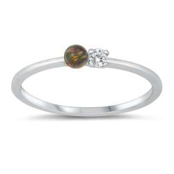 Sterling Silber Zirkonia & Schwartz Opal Ring LTDONRO150705-KO70 von Joyara