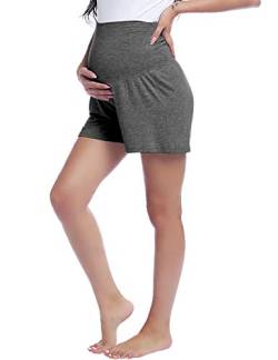 Damen Umstandsshorts Umstandshose Shorts Schlafanzug/Pyjama/Yoga Hose Kurz(Dunkelgrau,L) von Joyaria