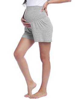 Damen Umstandsshorts Umstandshose Shorts Schlafanzug/Pyjama/Yoga Hose Kurz(Grau,L) von Joyaria