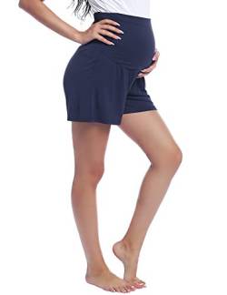 Joyaria Kurze Hose für Schwangere Damen Shorts Umstandshose Schlafhose Jersey Hose(Marineblau,XL) von Joyaria