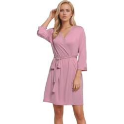 Joyaria Morgenmantel Damen Leicht 3/4 Ärmel Sauna Bademantel Kurz Saunamantel Kimono Robe Hausmantel mit Kimono-Kragen Viskose aus Bambus(Staubige Rose,XL) von Joyaria