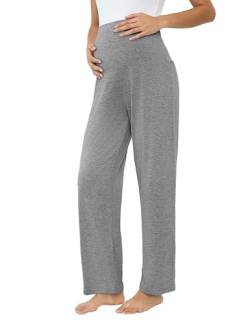 Joyaria Schwangerschaftshose Weich Yogahose für Schwangere Stretch Umstandshose Lang Freizeithose/Jogginghose/Umstands-Pyjamahose(Hellgrau,XXL) von Joyaria