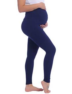 Joyaria Umstandshose Baumwolle Umstand-Leggings Lang Schwangerschaft Hosen High Waist Freizeithose Leicht Yogahose Stretch Schlafanzughose(Marineblau,M) von Joyaria