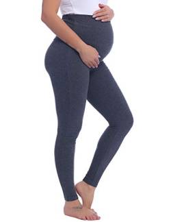 Joyaria Umstandsleggings Baumwolle Umstandshose High Waist Freizeithose Lang Schwangerschaft Blickdicht Jogginghose Weicht(Dunkelgrau,L) von Joyaria