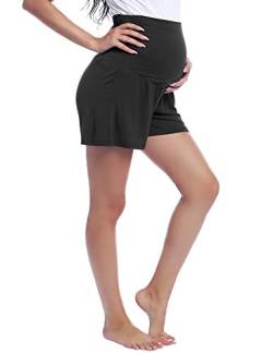 Shorts Schlafanzug/Pyjama/Yoga Hose für Schwangere Umstands Hosen Leichte(Schwarz,S) von Joyaria
