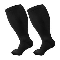 Joycabin Kompressionsstrümpfe für Damen und Herren, Kompressionsstrümpfe Ubergröße, Kompressionssocken Compression Socks Thrombosestrümpfe für Flug, Sport, Laufen, Radsport (5XL, Schwarz) von Joycabin