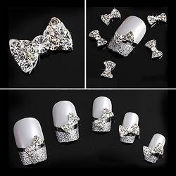 Joyeee 10 Stück 3D Strasssteine für Nägel - Weißer Diamant Schleife - Nagel-Kunst-Funkeln DIY Strass Dekoration Edelsteine Kristall Diamant von Joyeee