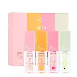 Joyeee 4 Stück Lip Oil Set, Fruchtig Lipgloss, Lip Glow Oils, Hydratisiert Glossy Lippenöl für Trockene Lippen Lip Care von Joyeee