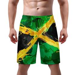 Joyidec Herren-Badehose mit Flagge, schnell trocknend, mit Netzfutter, XS-3XL, Jamaika Doodle, XXL von Joyidec