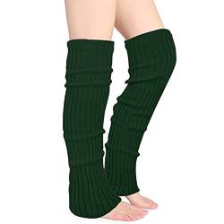 Joyingtwo Oberschenkelhohe Beinstulpen für Damen über dem Knie hohe Beinwärmer gehäkelte lange Socken, Tiefgrün, Einheitsgröße von Joyingtwo