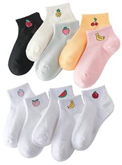 Frucht bestickte Knöchelsocken lustig niedrig geschnittene Socken für Frauen, Damen, Mädchen, 10 Stück von Joylife