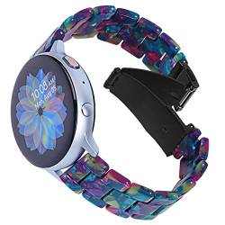 Joyozy Edles Kunstharz-Armband, kompatibel mit Galaxy Watch Active2 (40 mm) (44 mm),Active 40 mm,Galaxy Watch 3 (41 mm),Galaxy Watch (42 mm), Damen und Herren, Smartwatch-Armband, violett, grün) von Joyozy