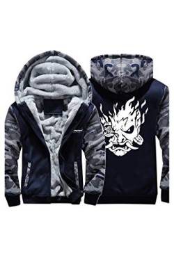 Joyplay Winter Coat Mantel Hoodie mit Kapuze Camouflage Tarnung Jacke Hooded Pulli Verdicken Sweatshirt mit Samt Anime Unisex Lange Ärmel Kapuzenpullover Blau L (EU S) von Joyplay