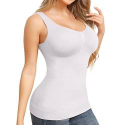 Joyshaper BH-Hemd Damen Unterhemd Gepolsterte Bustier Trägertop Figurformender Kompressionsshirt Camisole Top, Weiß S von Joyshaper