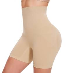 Joyshaper Damen Bauchweg Unterhose Miederhose Hohe Taille Miederslips Miederpants Unter Kleid Rock Shapewear Body Shaper Boyshorts Hosen Beige,M von Joyshaper