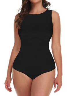 Joyshaper Damen Body Shaper Bauchweg Shapewear Bodysuit Formende Bodys Tanga Figurformender Shaping Miederbody U-Ausschnitt Tank Top Schwarz,L von Joyshaper