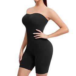 Joyshaper Damen Body Shapewear Bauchweg Body Shaper Trägerloser Miederbody mit Bein Tummy Control Shaping Bodysuit mit Abnehmbarem Trägergurt Schwarz S von Joyshaper