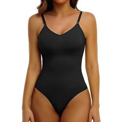 Joyshaper Damen Figurenformend Body Shaper Bauchweg Formende Bodys Shapewear Bodysuit Nahtlos Thong Unterwäsche mit Verstellbare Träger Schwarz,XL von Joyshaper