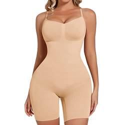 Joyshaper Damen Formende Body Shaper Bauchweg Shapewear Bodysuits Figurformender Oberschenkel Schlanker Nahtlos Shaping Unterwäsche Beige,S von Joyshaper