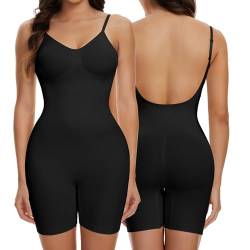 Joyshaper Damen Rückenfreier Shapewear Bodysuit Body Shaper Tiefen RüCkenausschnitt Formende Bodys V-Ausschnitt Miederbody Party Hochzeit Schwarz/rückenfrei,L von Joyshaper