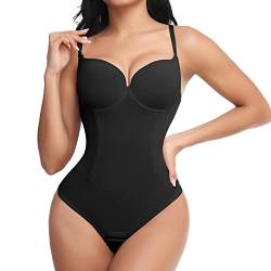 Joyshaper Damen Shapewear Body Tanga Bauchweg Body Shaper Tummy Control Thong Bodysuit Mieder String Shaping Unterwäsche Schwarz L von Joyshaper